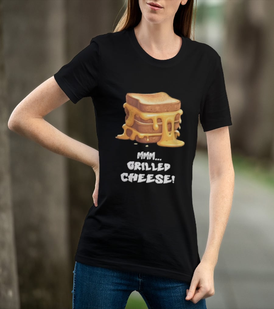 Mmm Grilled Cheese Melting Dripping Stacked Sandwiches Cartoon T-Shirt