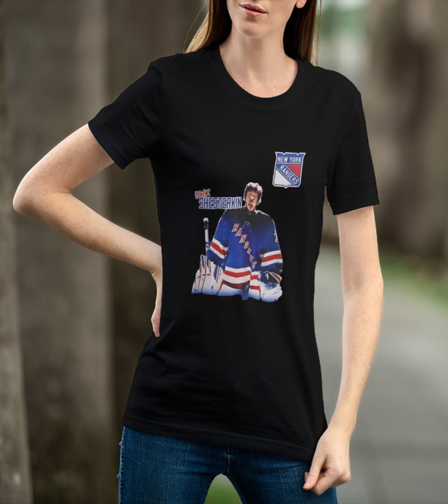 New York Rangers Igor Shesterkin NHL Goaltender Blue Uniform T-Shirt