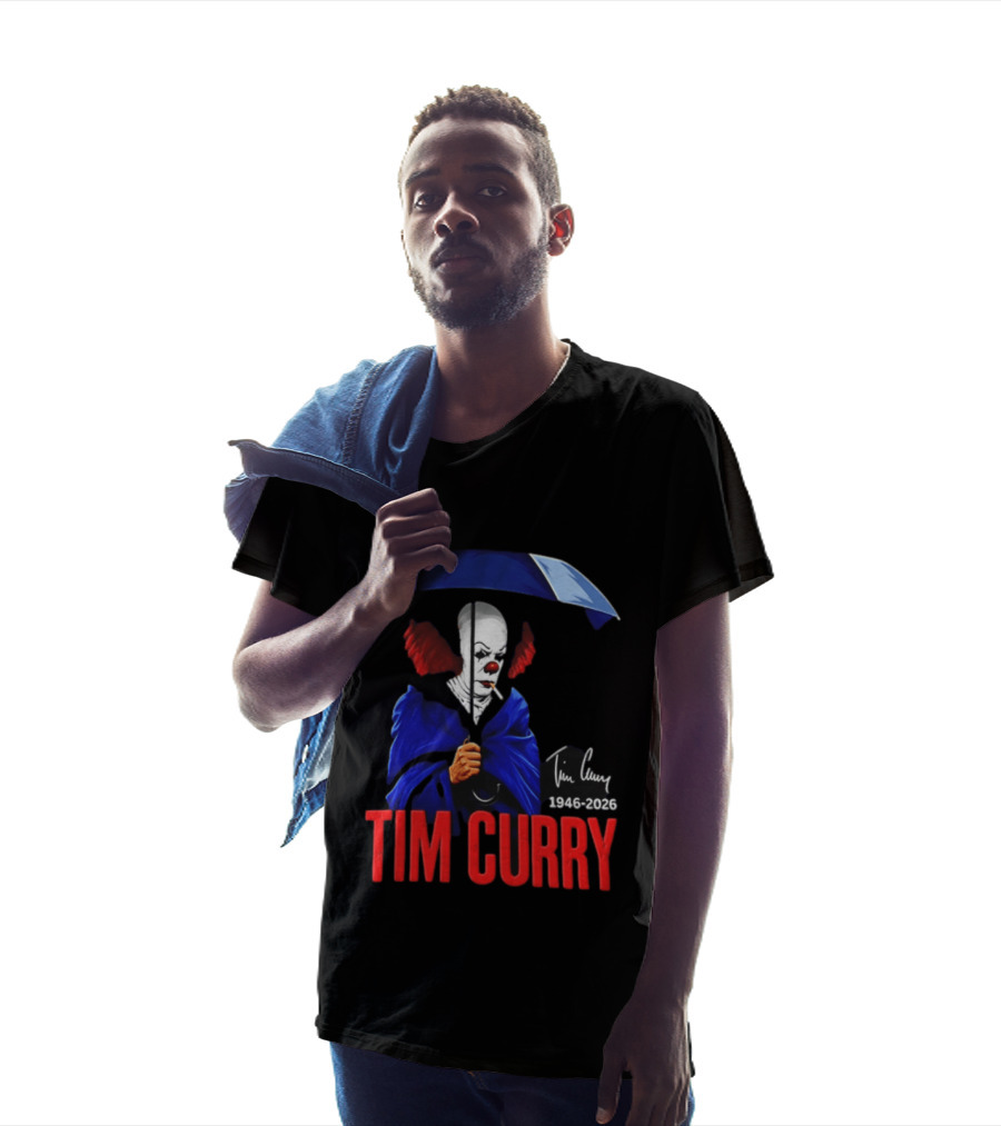 Tim Curry Pennywise 1946 2026 Memorial With Umbrella T-Shirt