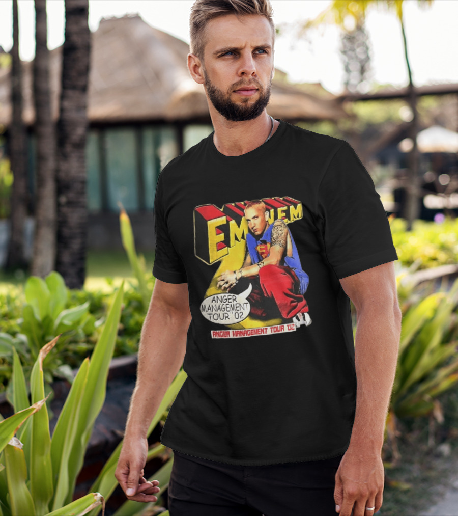 Eminem Anger Management Tour 02 Superman Tattoo 3D Block Letters Vintage 2000s T-Shirt