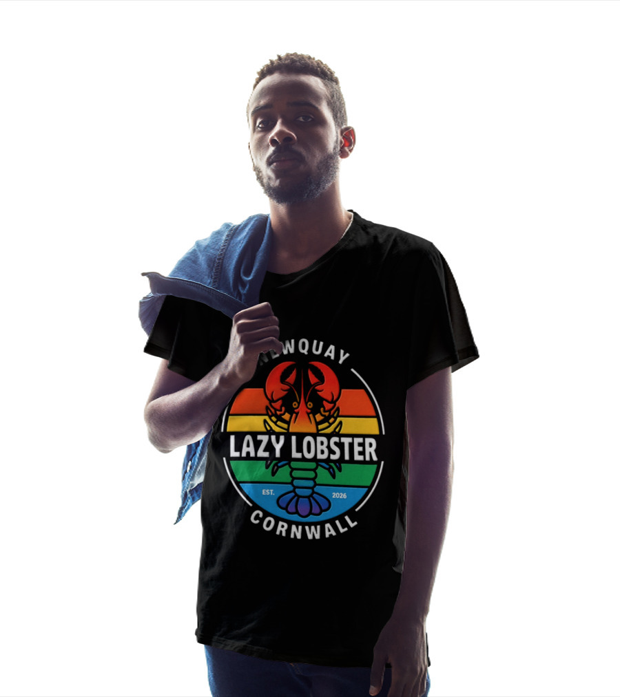 Lazy Lobster Newquay Cornwall Rainbow Lobster Est 2026 T-Shirt