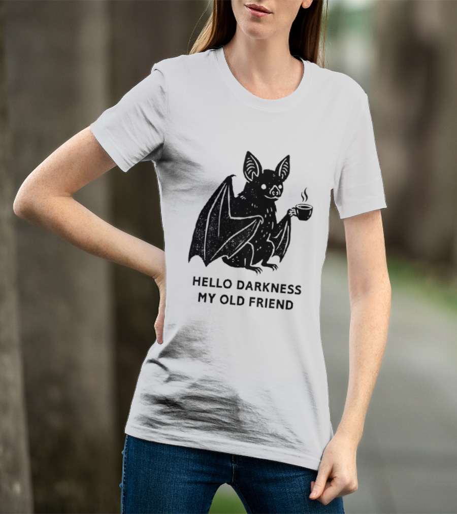 Bat With Coffee Hello Darkness My Old Friend T-Shirt