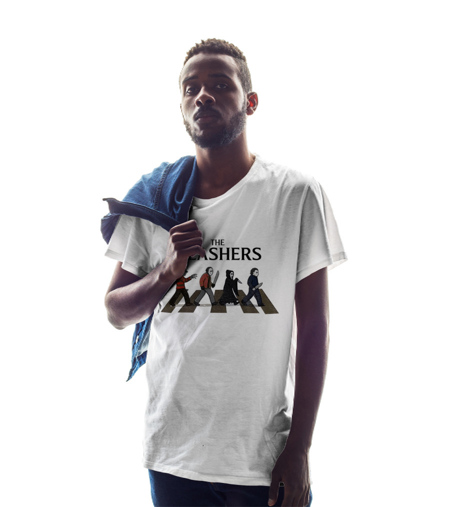 The Slashers Halloween Movie Michael Myers Ghostface Jason Voorhees Freddy Krueger Abbey Road T-Shirt