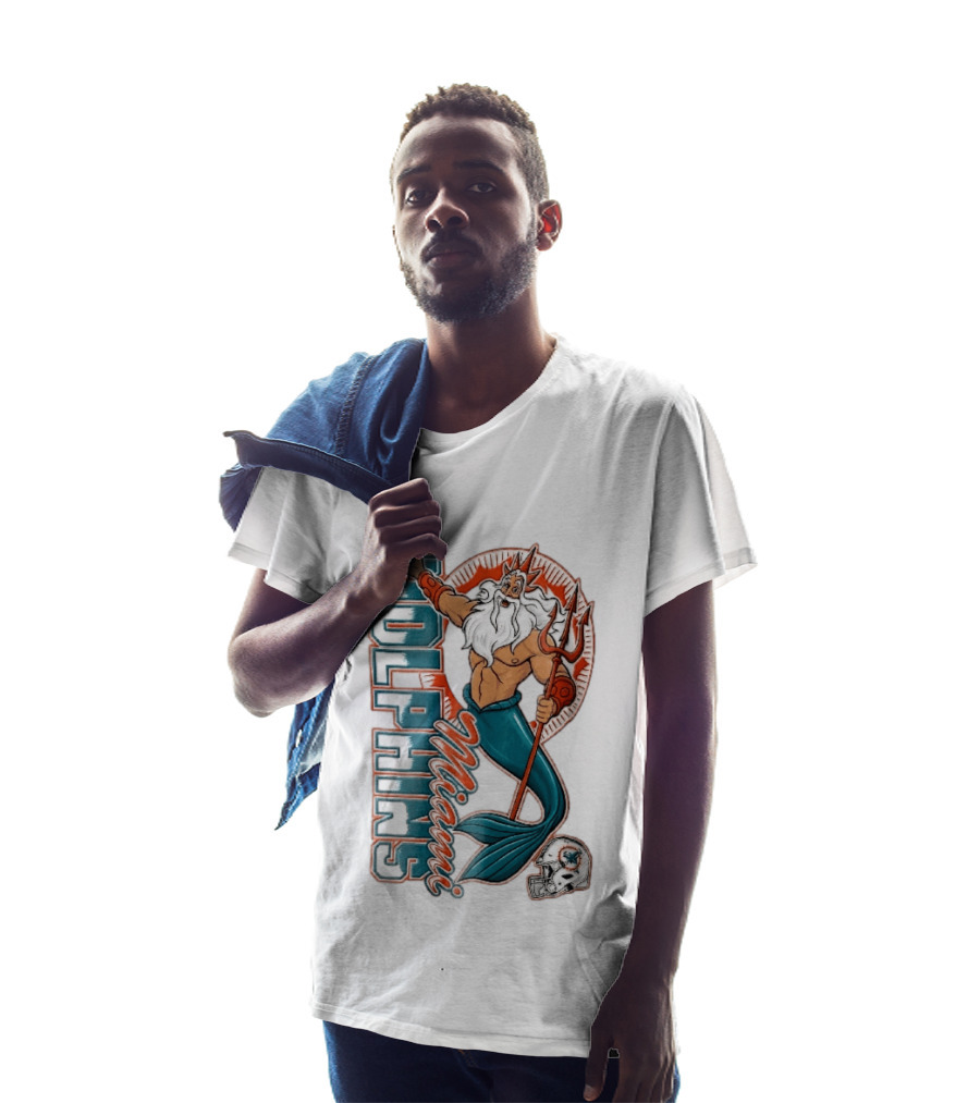 Miami Dolphins Poseidon Merman Trident Retro Sports Team T-Shirt
