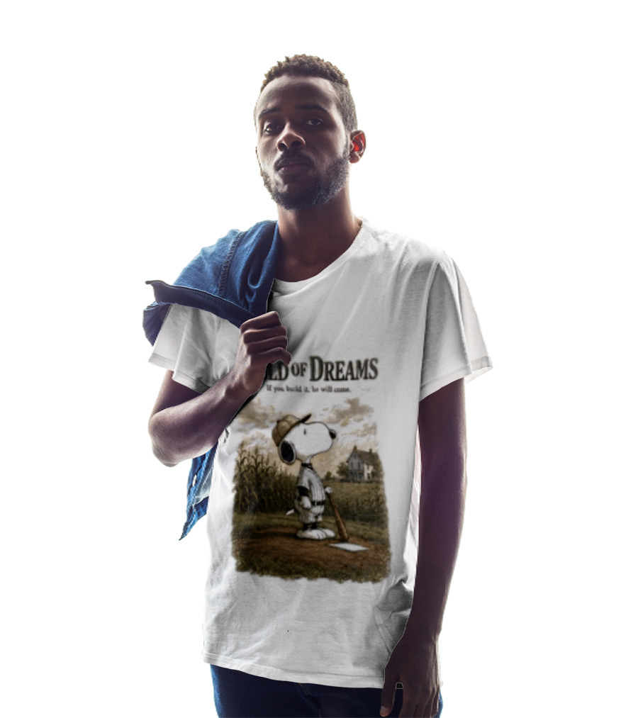 Snoopy Field Of Dreams If You Build It He Will Come Baseball Scene T-Shirt