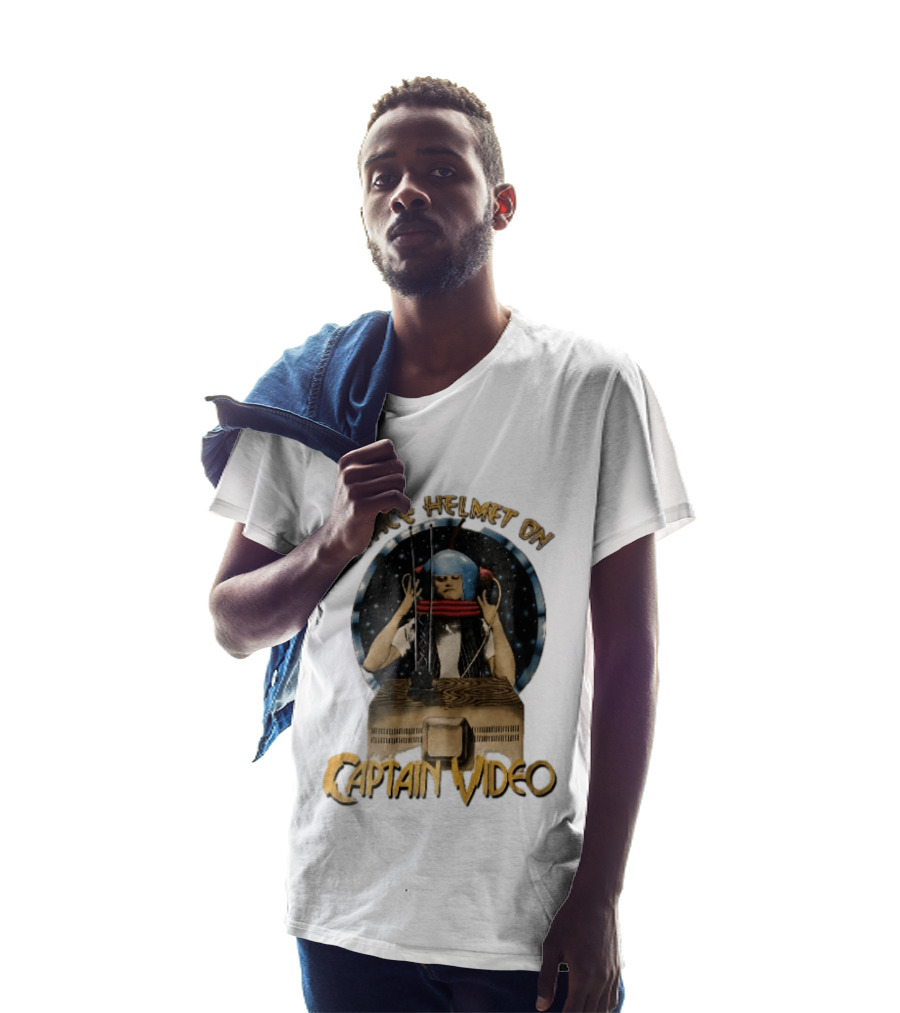 Space Helmet On Captain Video Retro Sci Fi Adventure T-Shirt