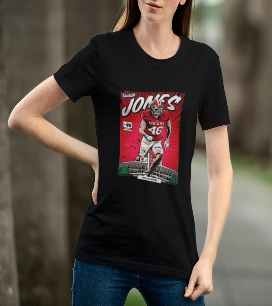 Indiana Hoosiers #46 Isaiah Jones Comic Stadium Edition T-Shirt