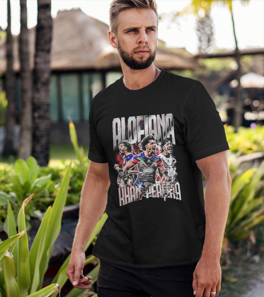 Alofiana Khan Pereira Rugby Action Collage Bootleg One New Zealand Warriors T-Shirt
