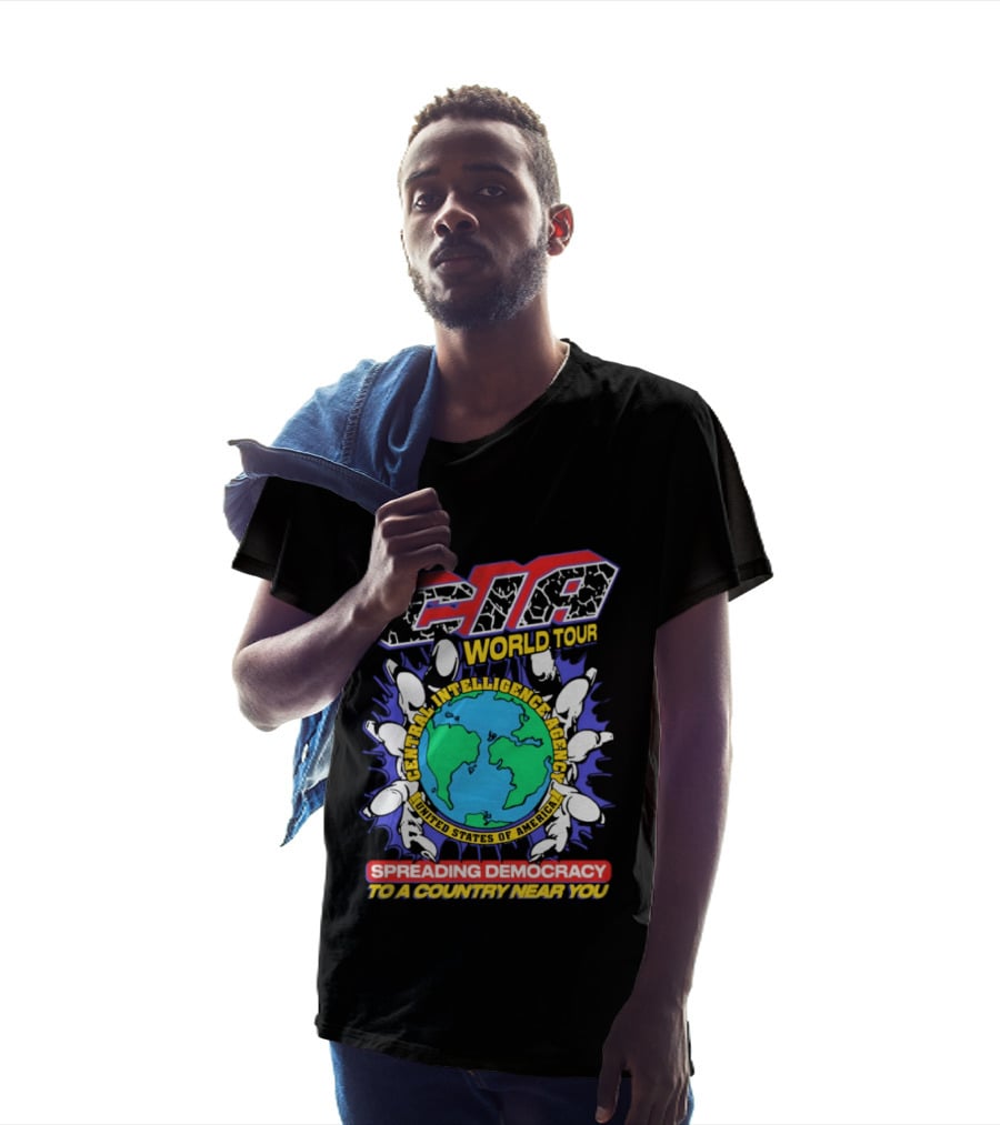 CIA World Tour Spreading Democracy To A Country Near You Earth Map T-Shirt