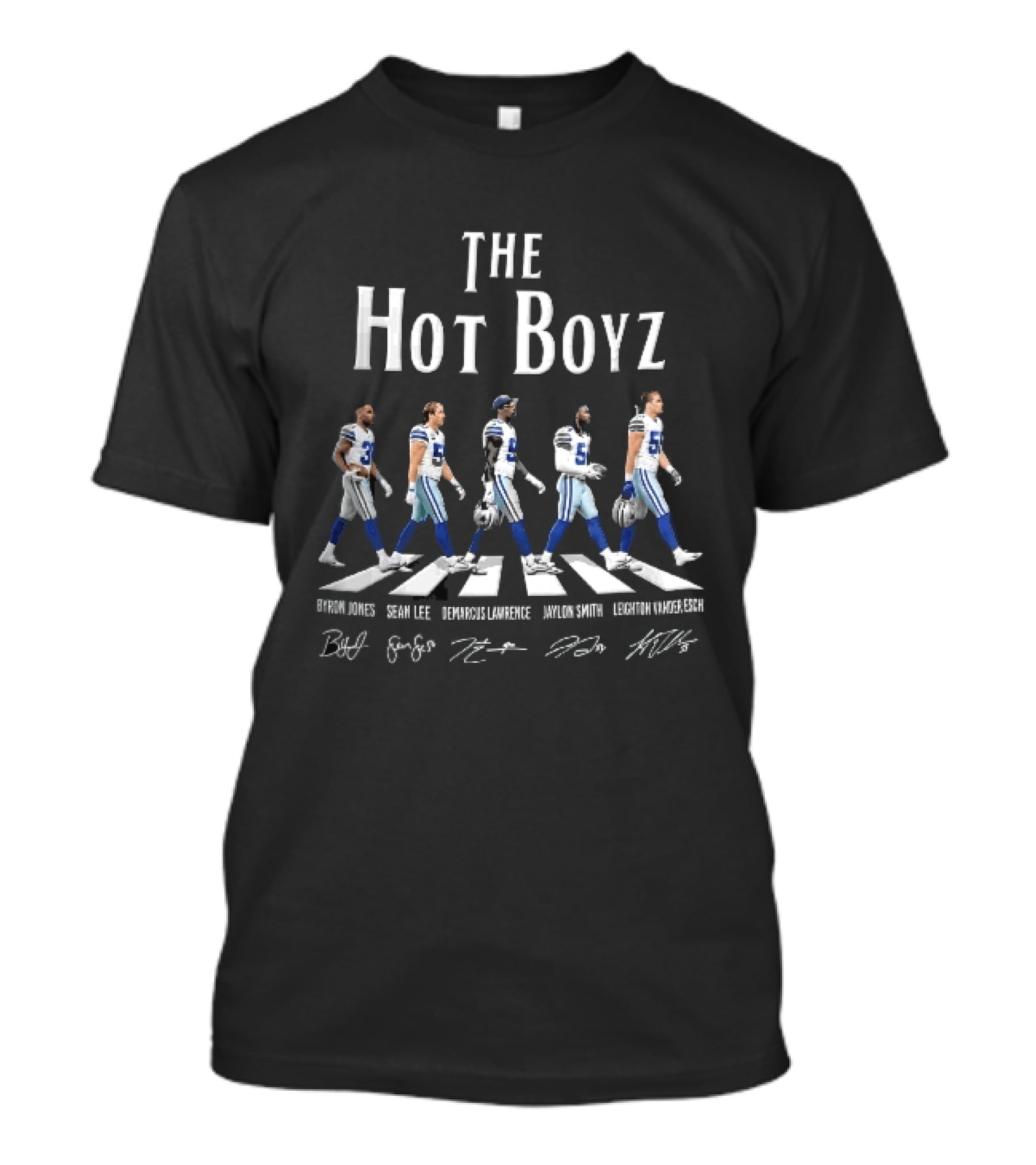 The Hot Boyz Dallas Cowboys Byron Jones Sean Lee Abbey Road Crosswalk Player Roster T-Shirt
