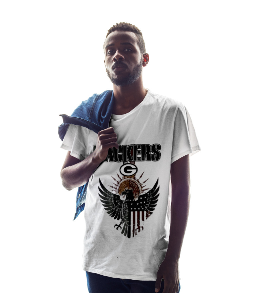 Packers Green Bay Eagle American Flag Aztec Sun T-Shirt
