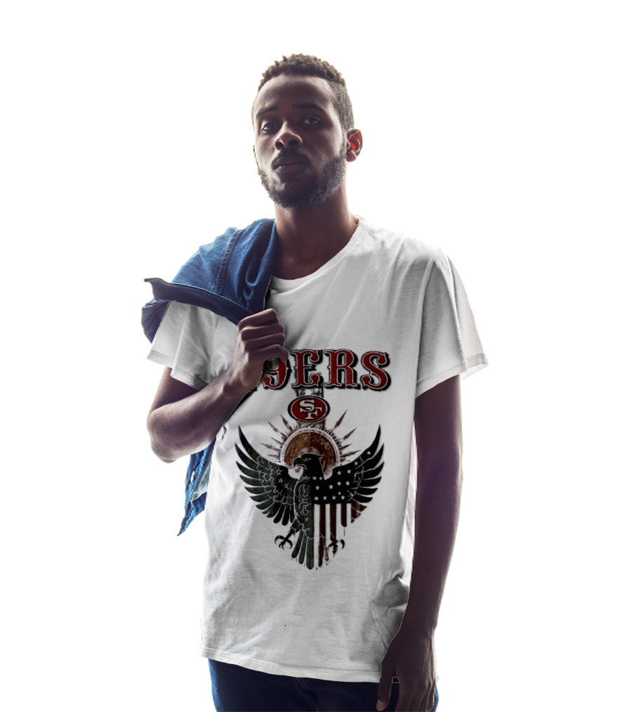 San Francisco 49ers Aztec Sunburst Eagle Mexican American Flag T-Shirt