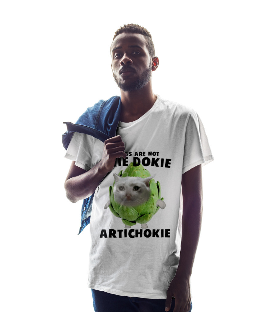 Things Are Not Okie Dokie Artichokie Sad Cat Meme T-Shirt