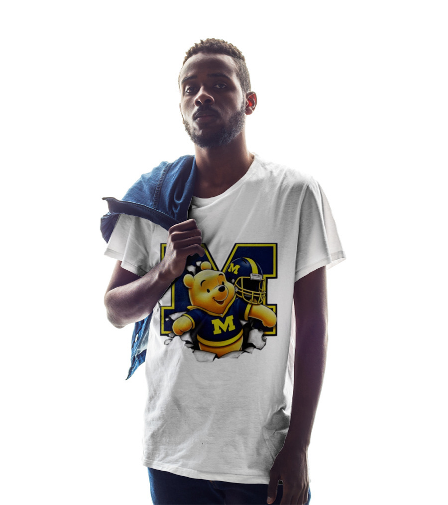 Winnie The Pooh Michigan Wolverines Football M Helmet T-Shirt