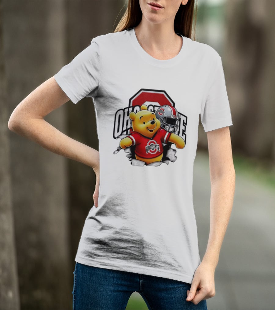 Winnie The Pooh Ohio State Buckeyes Football Team Helmets Series T-Shirt