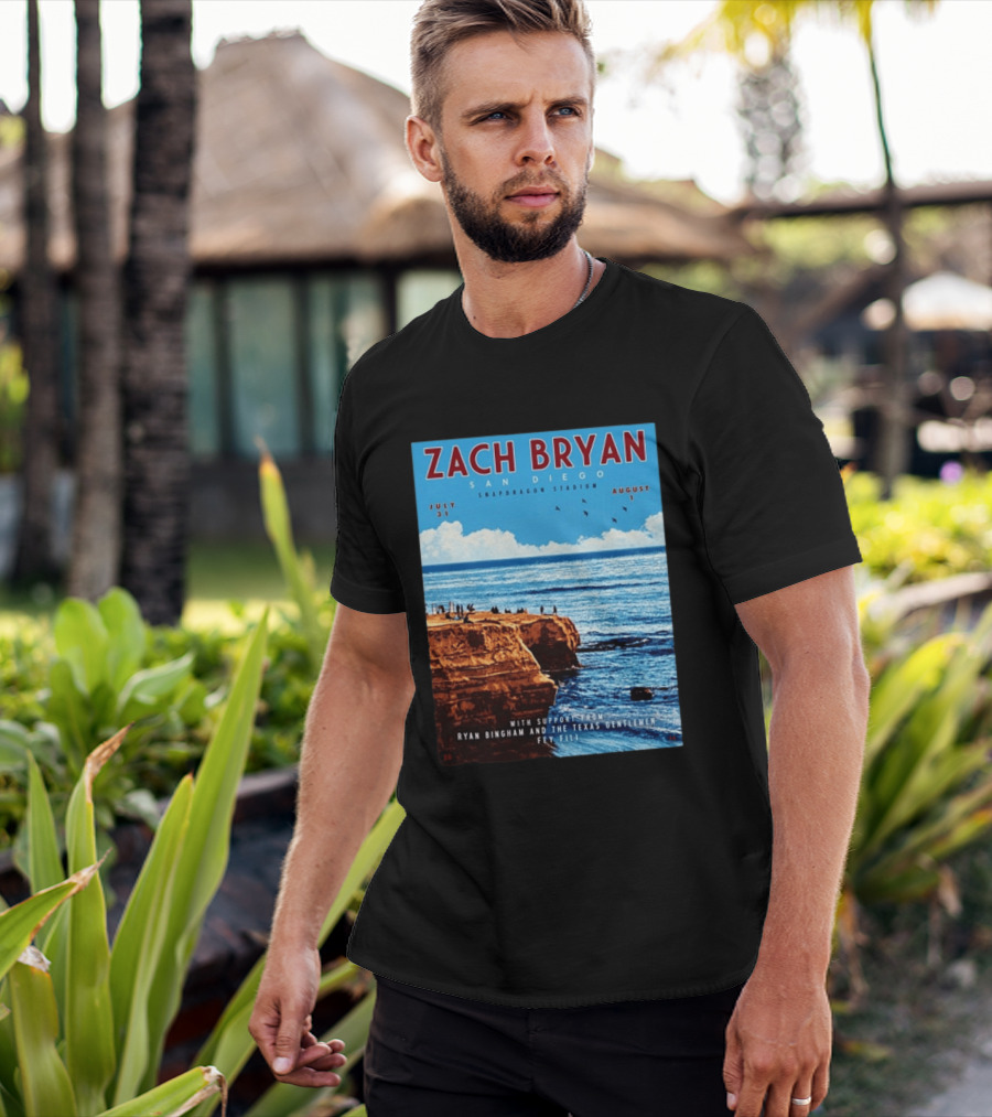 Zach Bryan San Diego Snapdragon Stadium July 31 August 1 With Support From Ryan Bingham The Texas Gentlemen Feu Fei T-Shirt