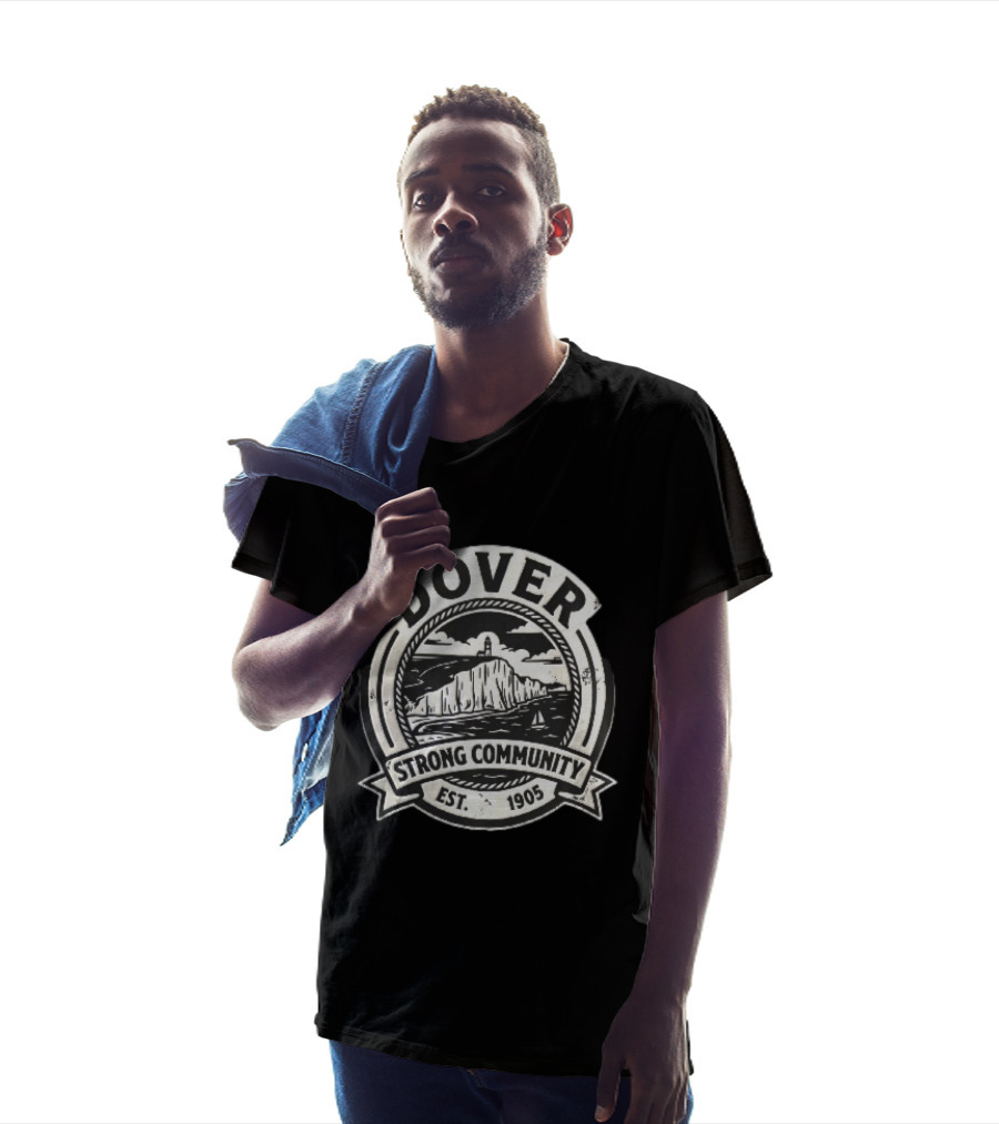 Dover Strong Community Est 1905 Distressed White Cliffs Lighthouse T-Shirt