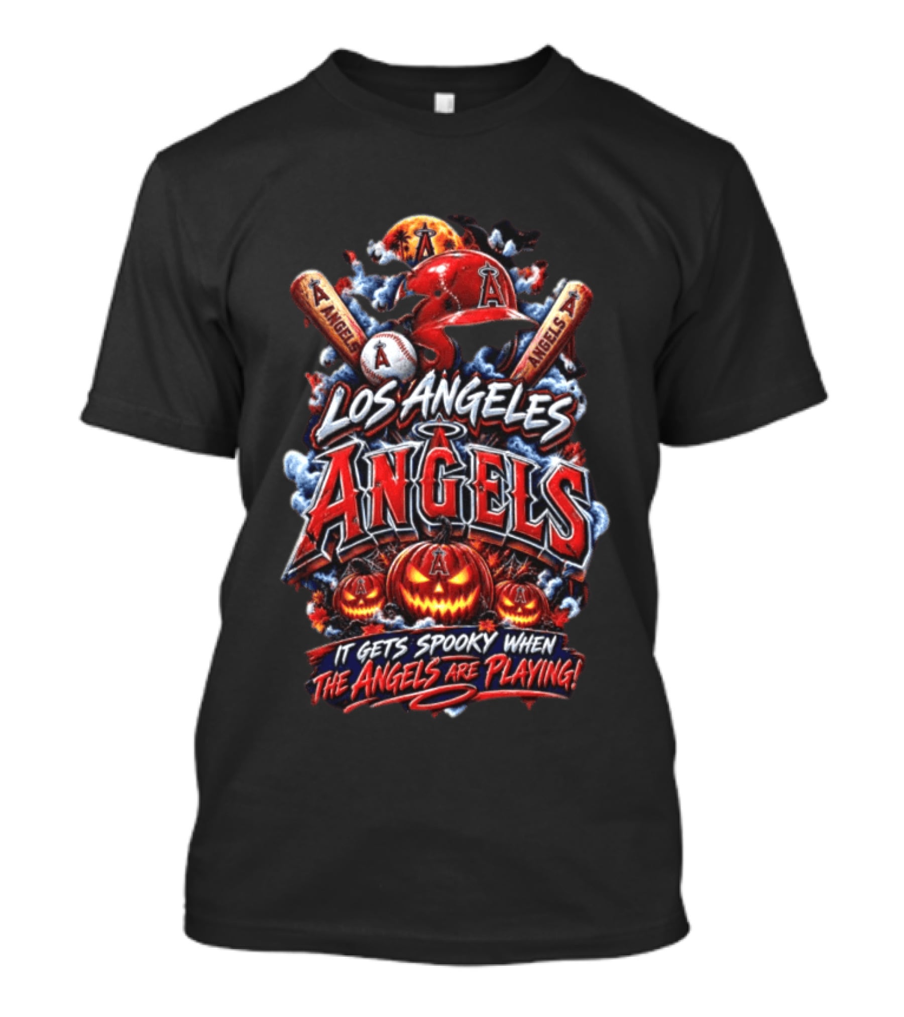Los Angeles Angels Halloween Spooky Baseball T-Shirt