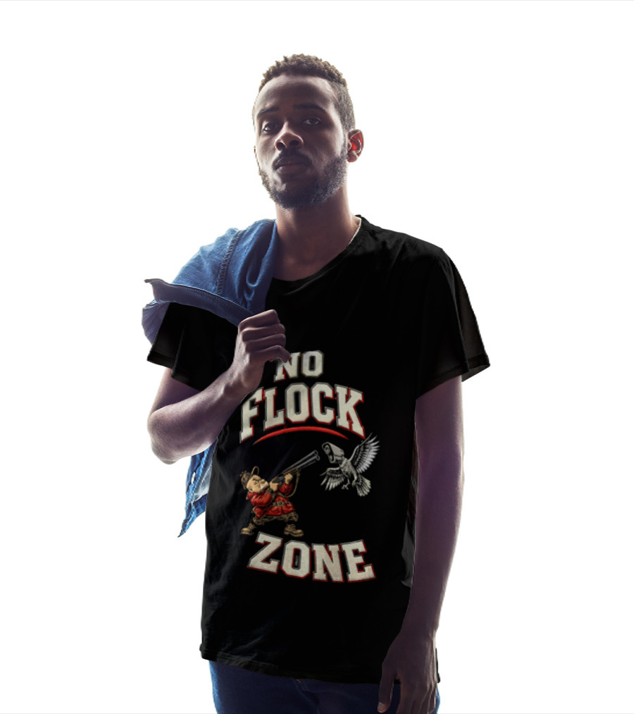 No Flock Zone Hunter With Surveillance Bird Vintage Look T-Shirt