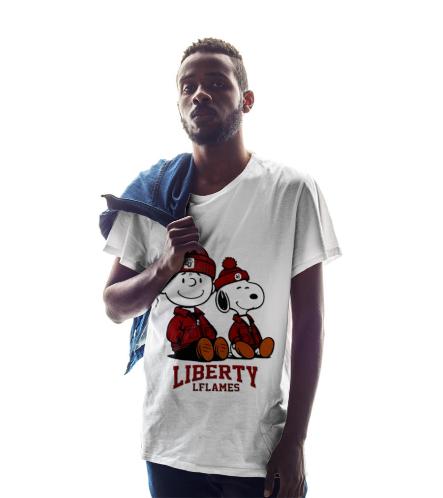Charlie Brown Snoopy Liberty Flames NCAA Football 2026 Peanuts Collaboration T-Shirt