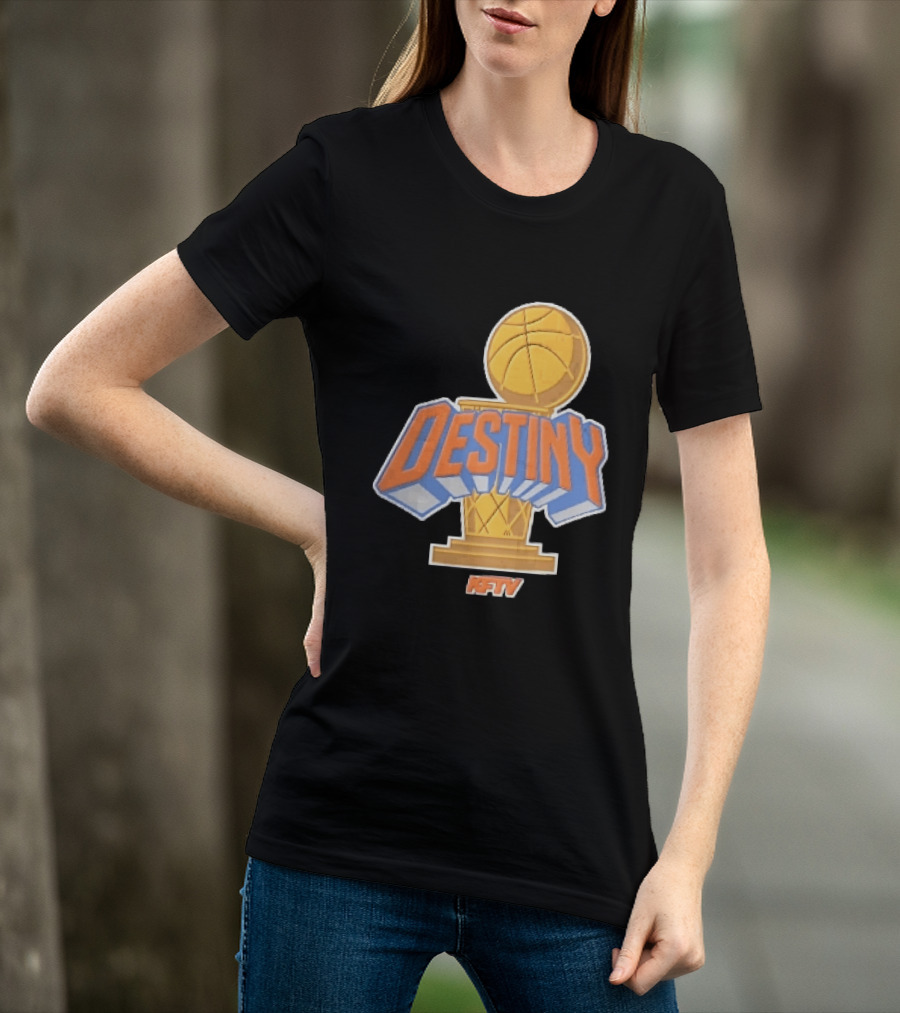 Destiny Gold Basketball Hoop Trophy Cartoon KFTV Orange Lettering T-Shirt