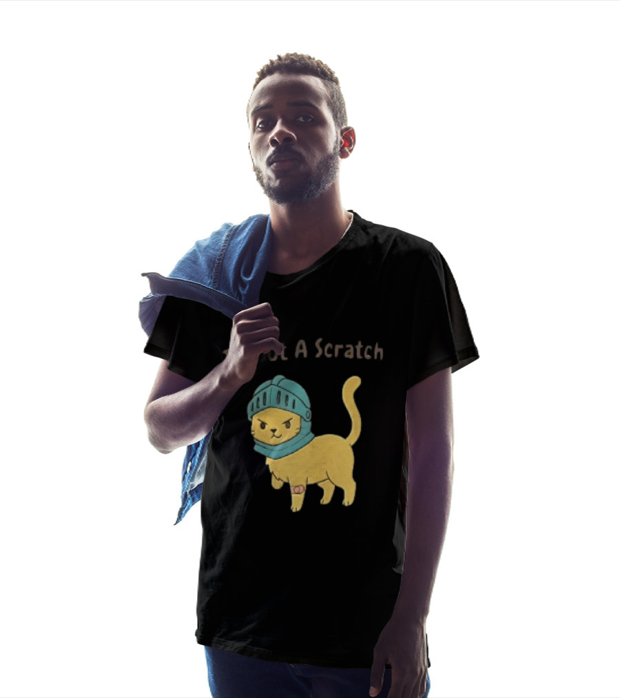 Tis But A Scratch Cartoon Cat Knight Helmet Bandage T-Shirt