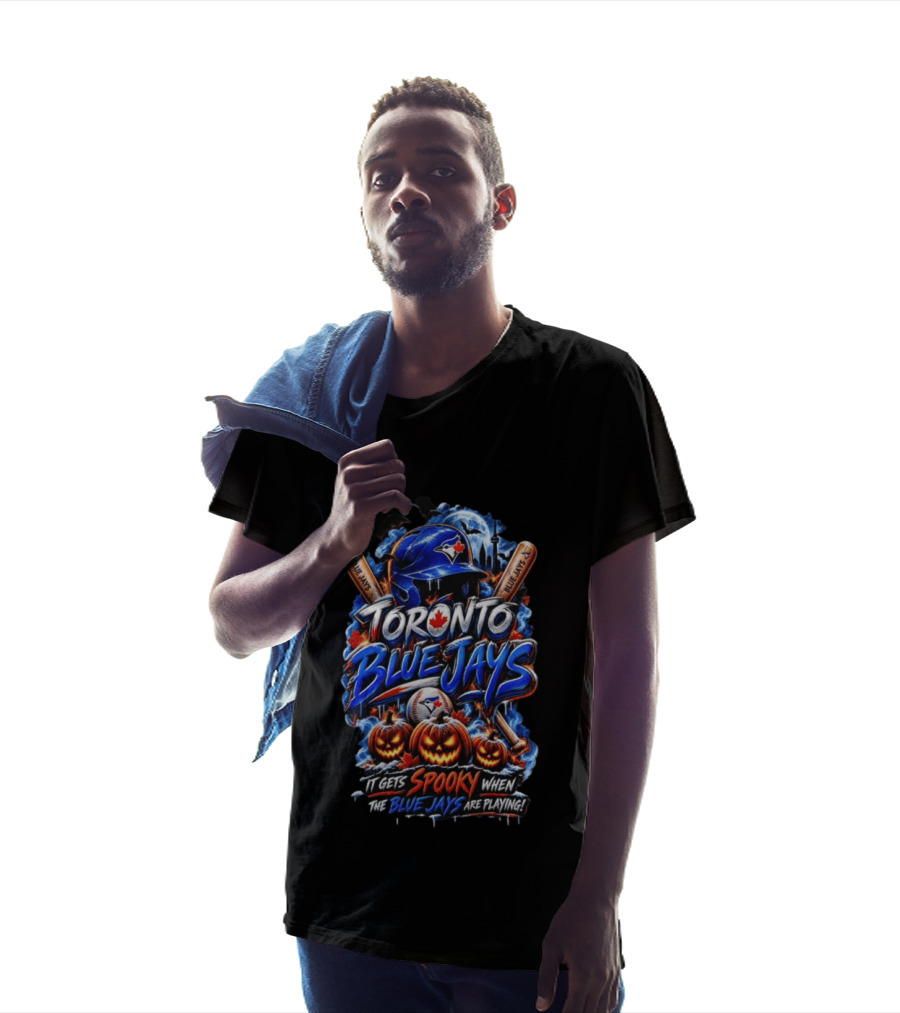 Toronto Blue Jays Halloween Spooky Baseball Theme Bat Pumpkins T-Shirt