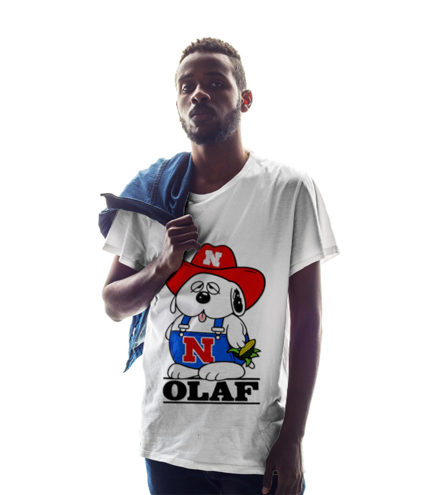 Nebraska Cornhuskers Olaf Dog In Overalls With Corn And Red Hat T-Shirt