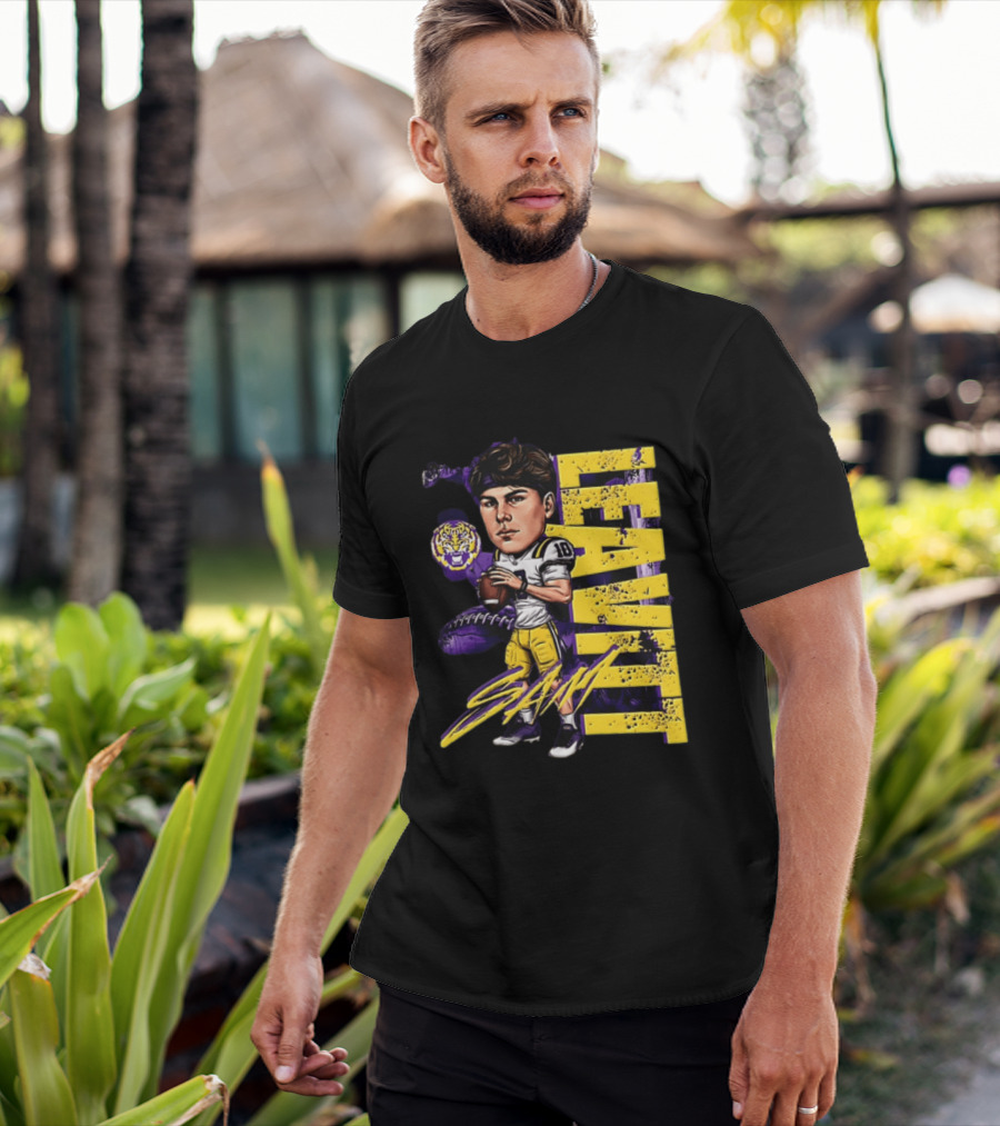 Sam Levis LSU Tigers Football Player Caricature Leavitt 18 Signature T-Shirt