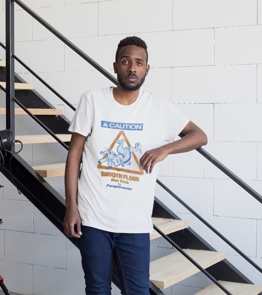 Caution Smooth Floor Forgetnever Rabbit Falling T-Shirt