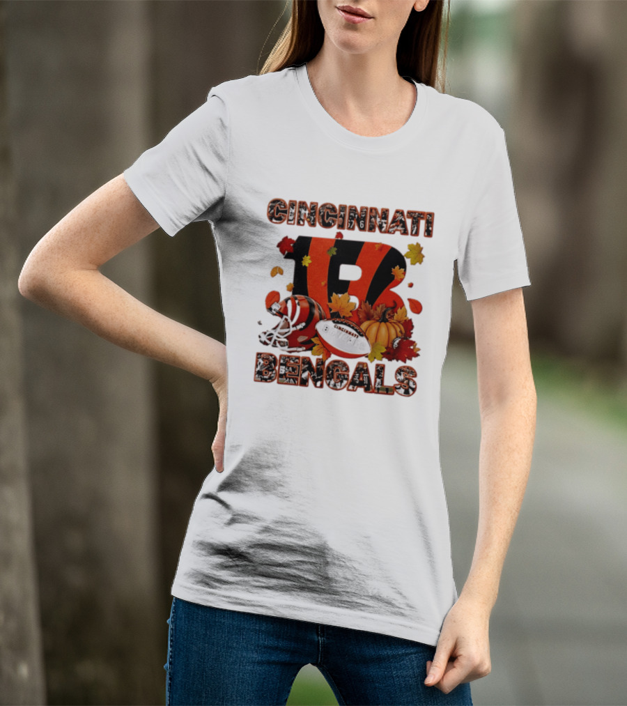 Cincinnati Bengals Autumn Fall Pumpkin Football 2026 Halloween T-Shirt