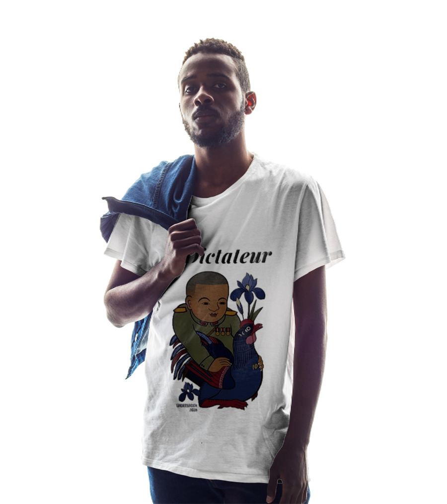 Le Dictateur Sportsbook 2026 Military Officer Cartoon French Rooster Iris Flowers T-Shirt