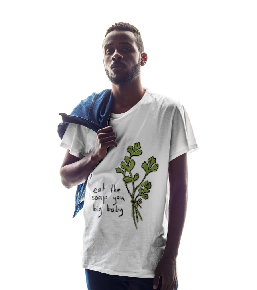 Eat The Soap You Big Baby Hand Drawn Green Cilantro Bunch Sketch T-Shirt