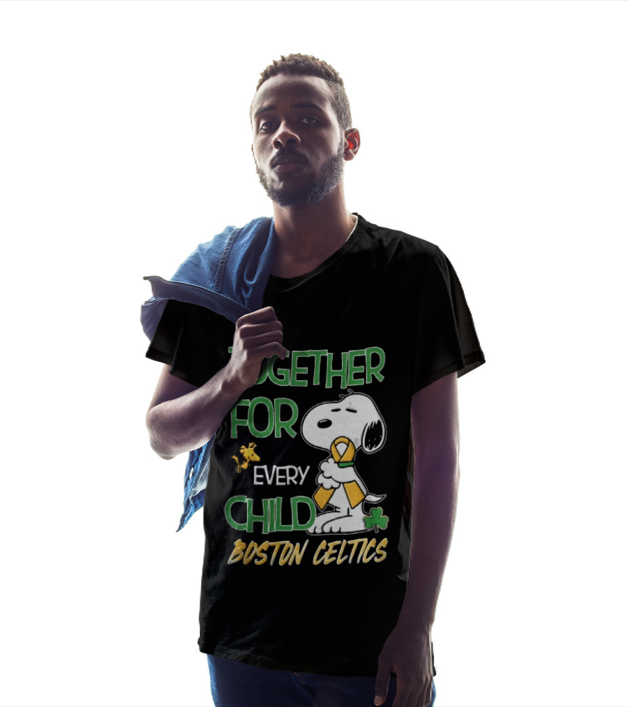 Boston Celtics Together Cartoon Dog Bird Awareness Ribbon Shamrock T-Shirt