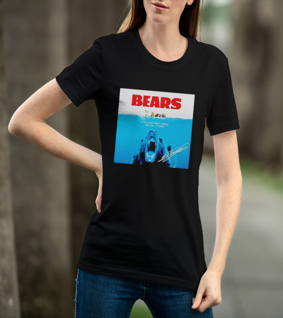BEARS Caleb Williams Green Bay Packers Player Swimming Bear If You Forgot What Terror Was Like It's Back Chicago Bears T-Shirt