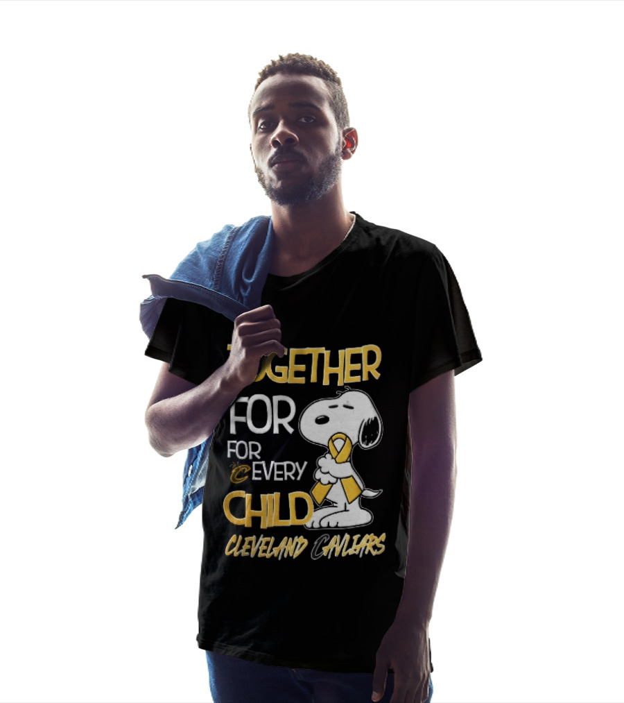 Cleveland Cavaliers Together For Every Child Cartoon Dog Yellow Ribbon T-Shirt