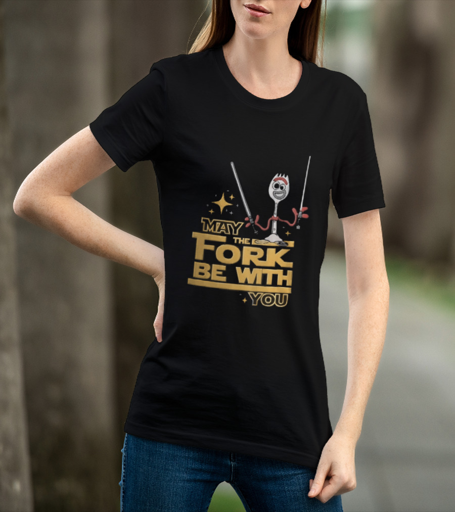 May The Fork Be With You Spork Wielding Lightsabers T-Shirt