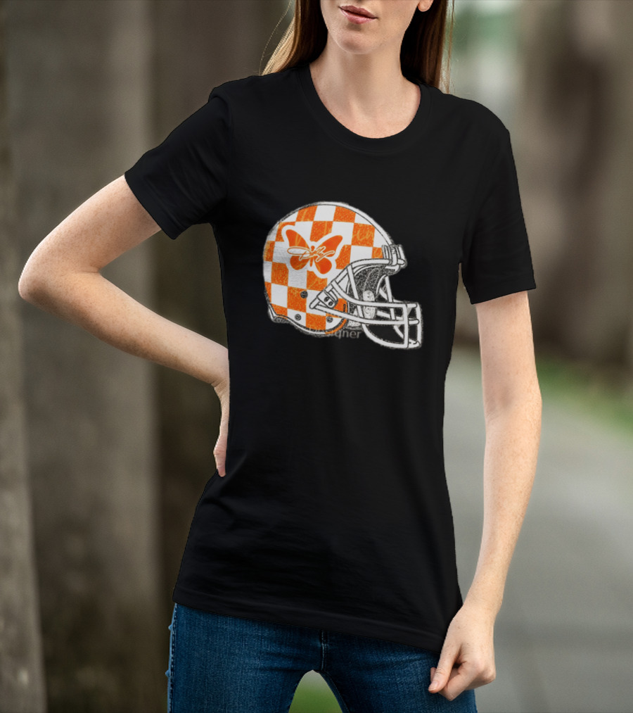 Tennessee Vols Football Helmet Checkerboard Butterfly Dolly Parton Version T-Shirt