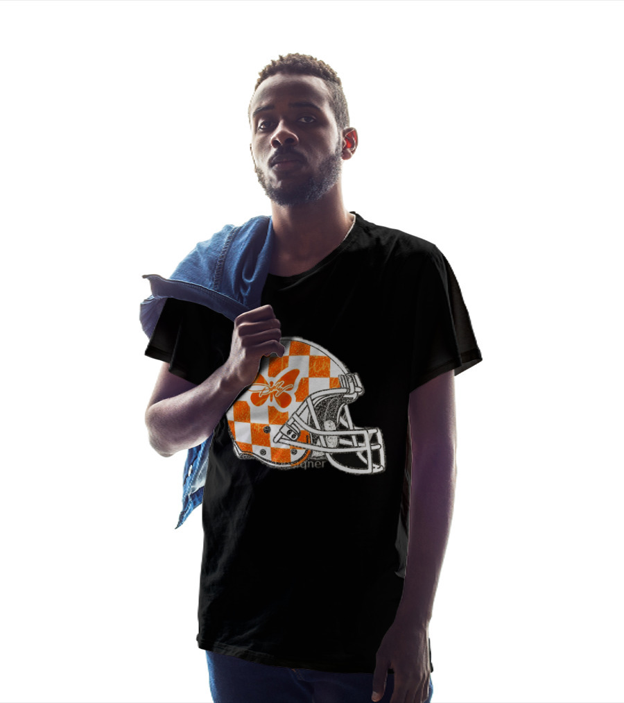 Tennessee Vols Football Helmet Checkerboard Butterfly Dolly Parton Version T-Shirt