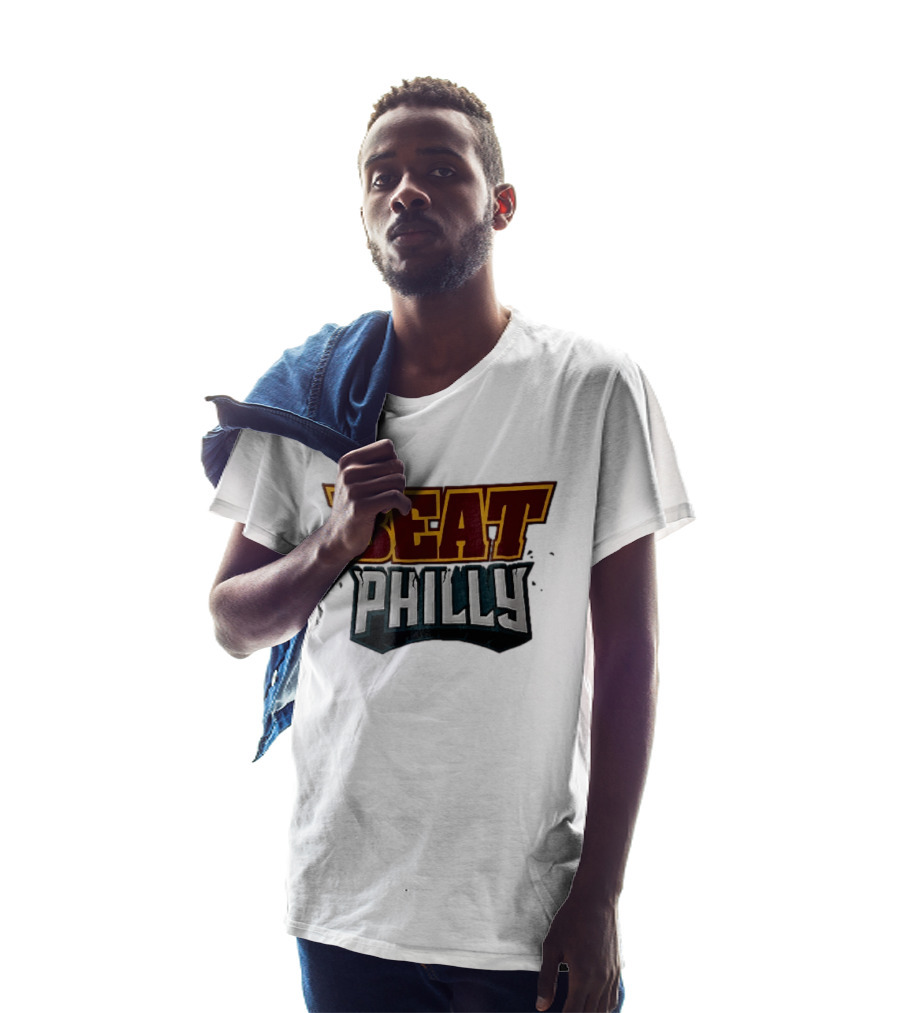Beat Philly Burgundy Gold Cracked Block Shattered Debris T-Shirt