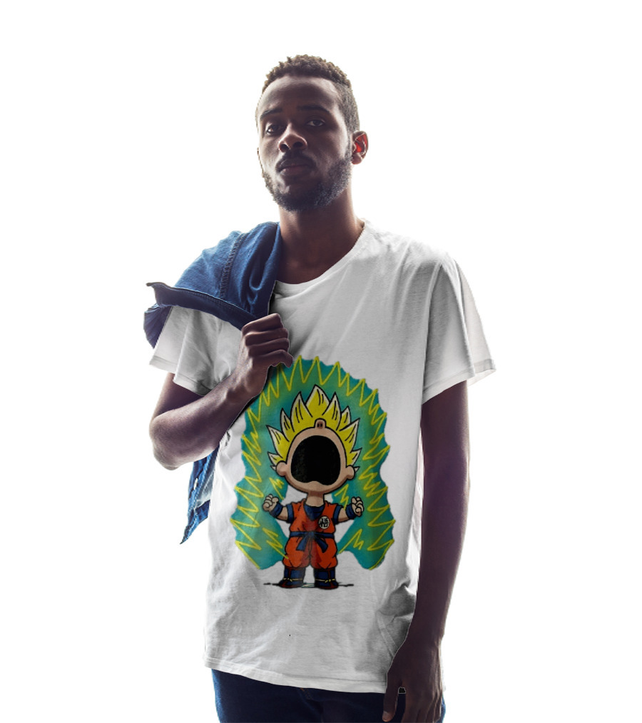 Cartoon Super Saiyan Screaming Boy With Yellow Aura And Orange Suit T-Shirt
