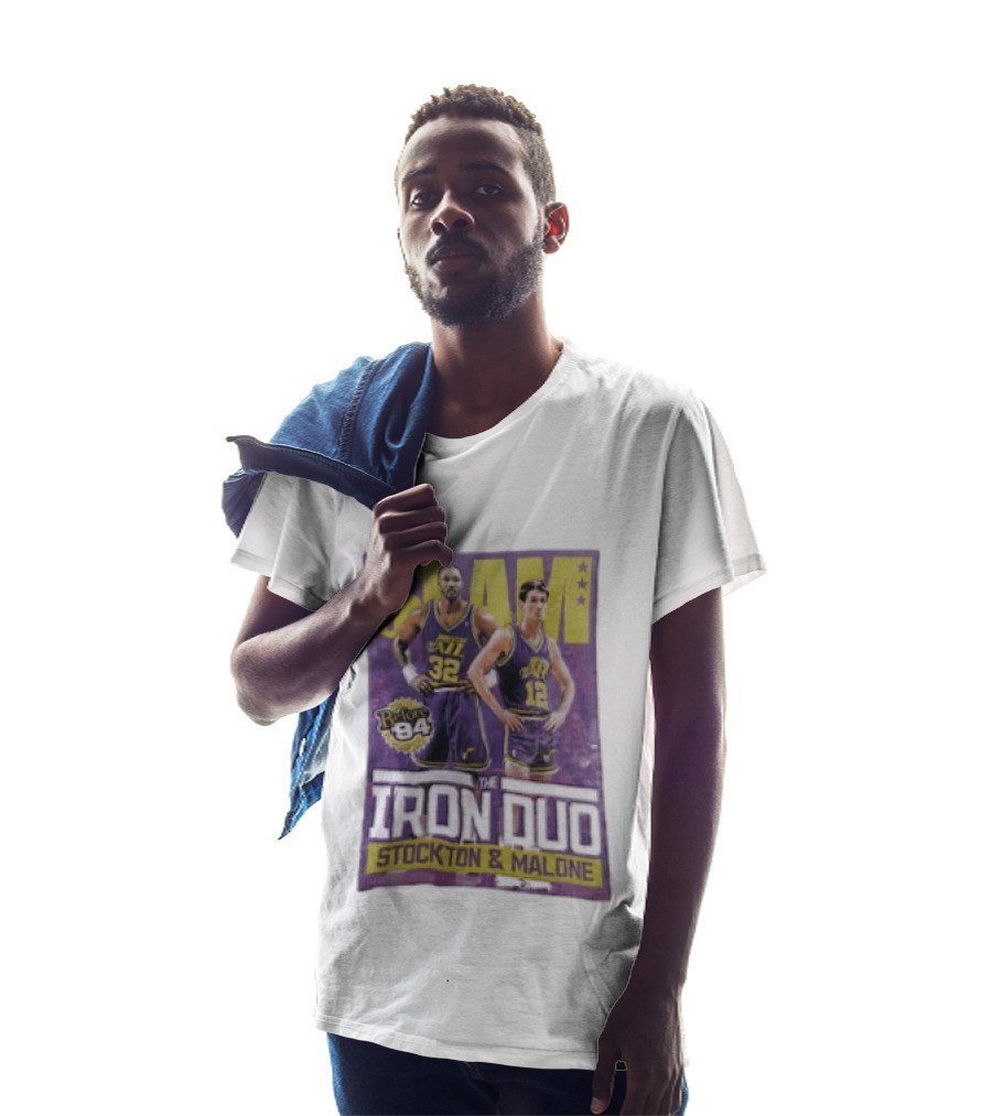 Slam Utah Jazz Before 94 Iron Duo Stockton Malone T-Shirt