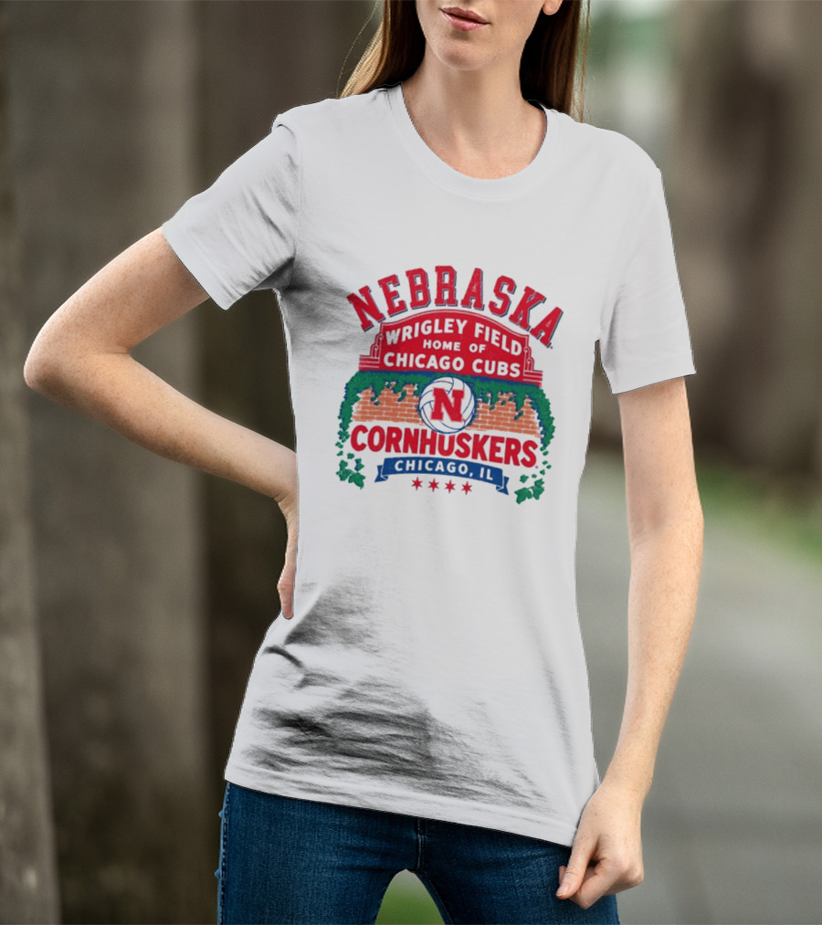 Nebraska Cornhuskers Volleyball Wrigley Field Home Of Chicago Cubs 2026 Chicago IL T-Shirt