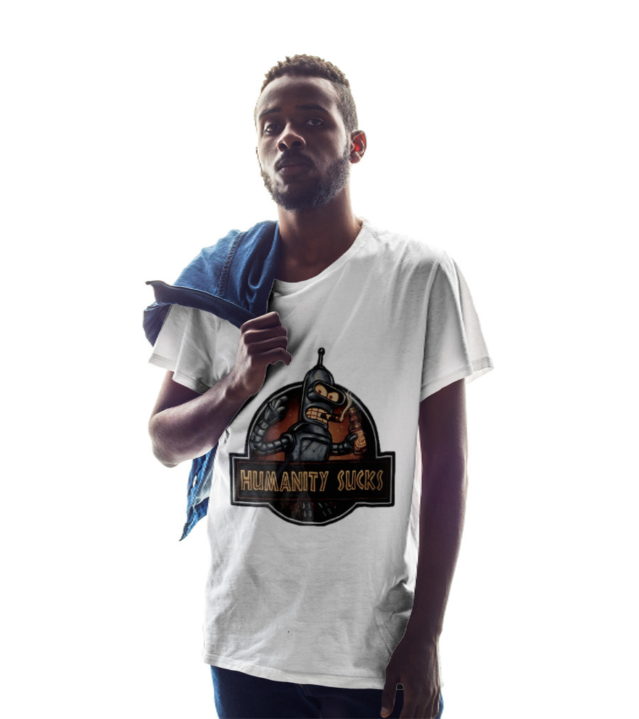 Humanity Sucks Robot Holding Beer T-Shirt