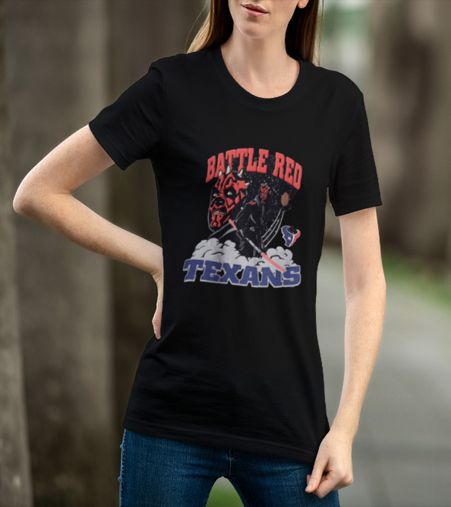 Battle Red Texans Football Star Wars Darth Maul NFL T-Shirt