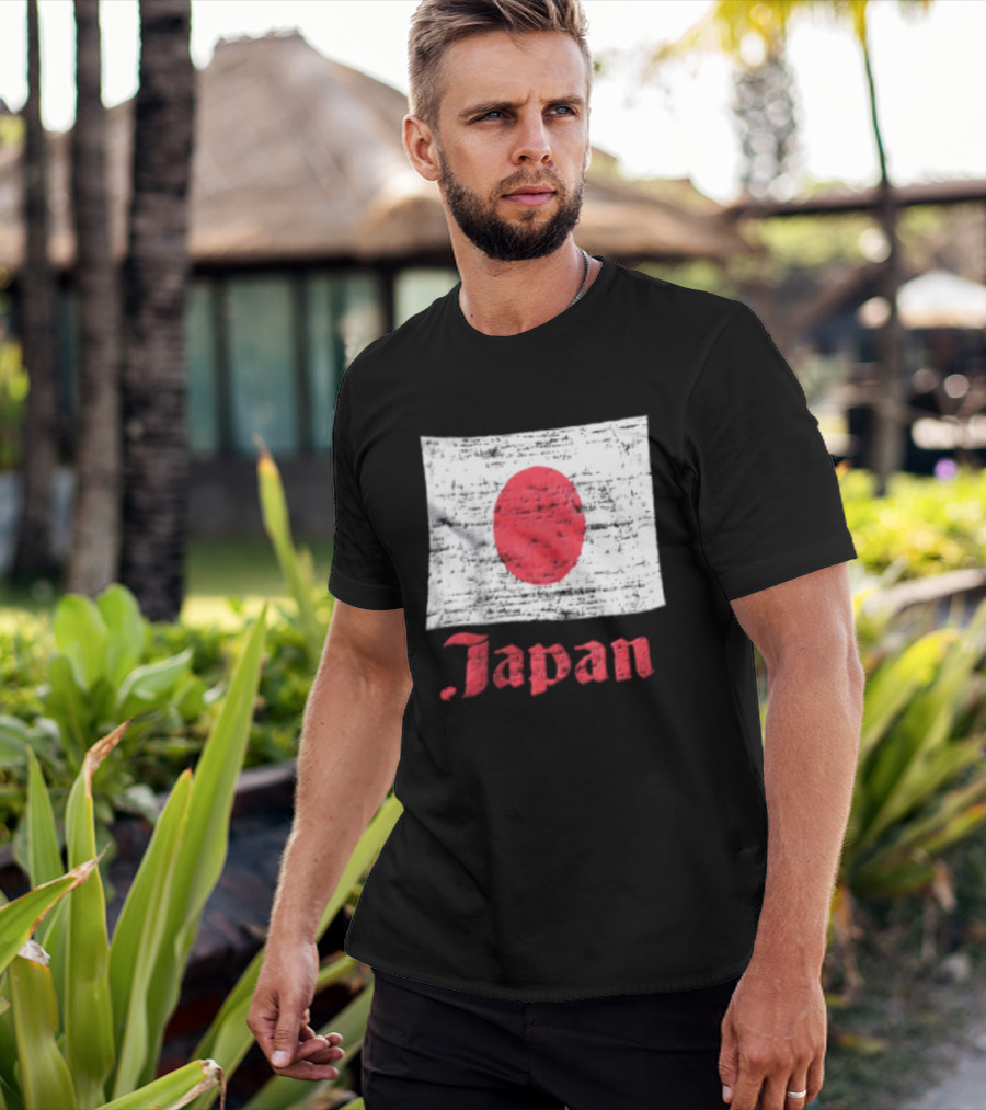 Japan Flag Distressed Style Red Dot Vintage Look T-Shirt