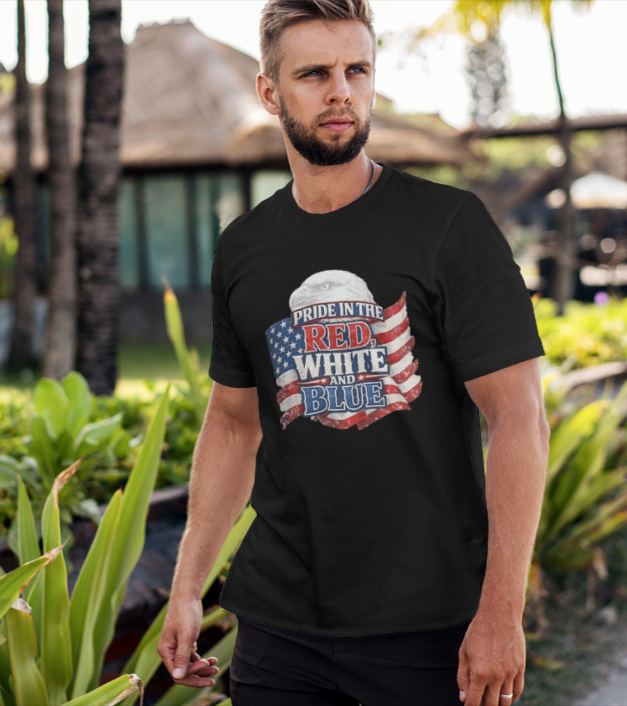Pride In The Red White And Blue Bald Eagle American Flag T-Shirt