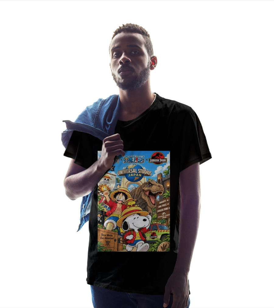 Snoopy One Piece Jurassic Park Universal Studios Japan Three Worlds One Adventure T-Shirt