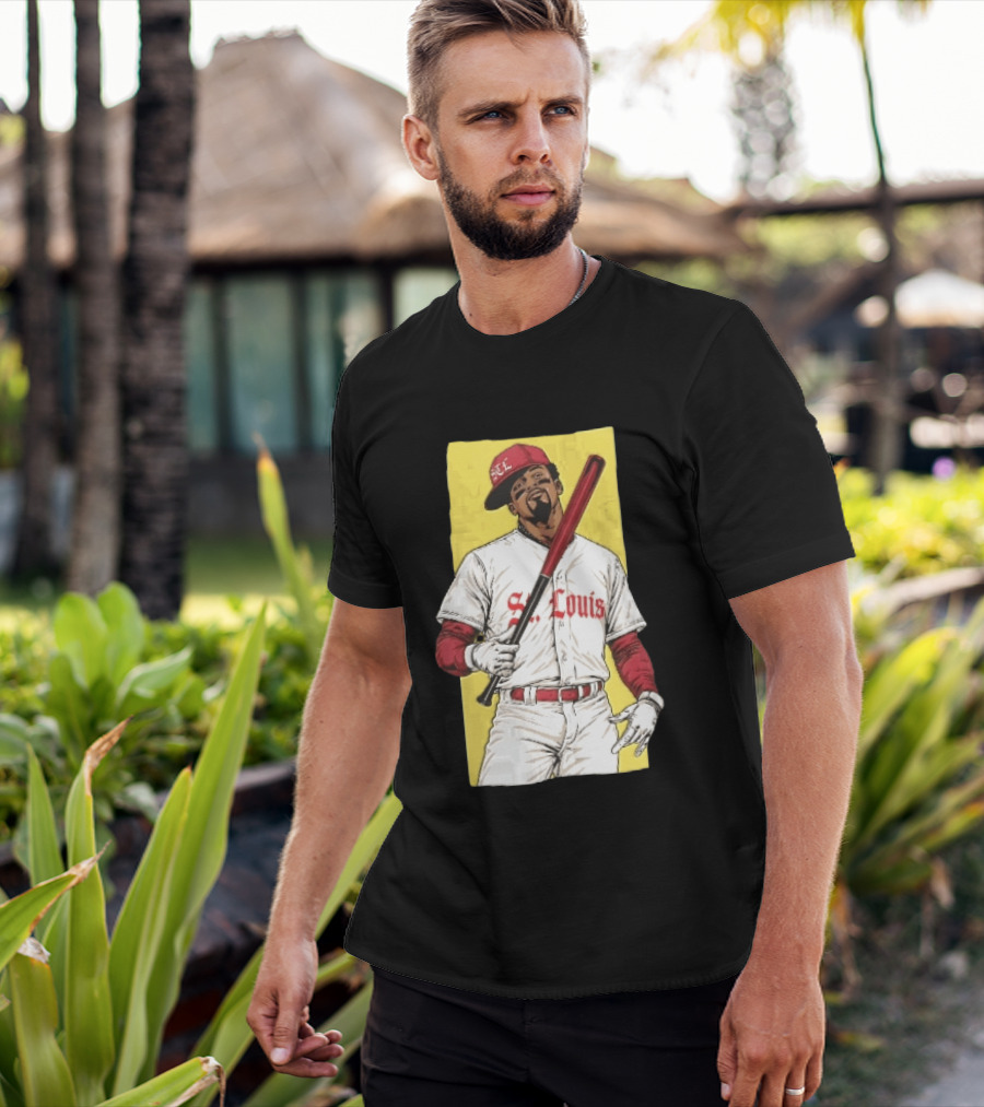 St Louis Cardinals STL Baseball Player Caricature With Bat T-Shirt