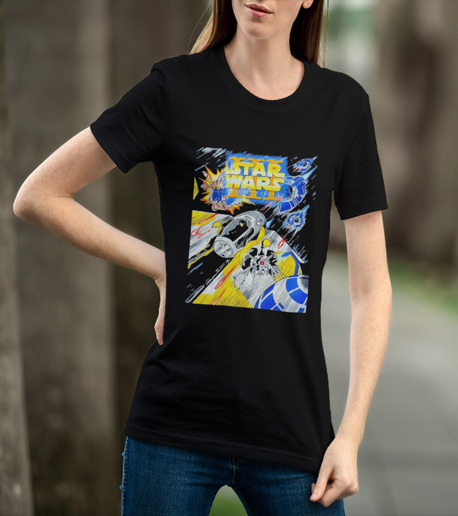 Star Wars Revenge Of The Sith Galactic Battle Artwork Featuring Anakin Skywalker And Iconic Droid Spaceships T-Shirt
